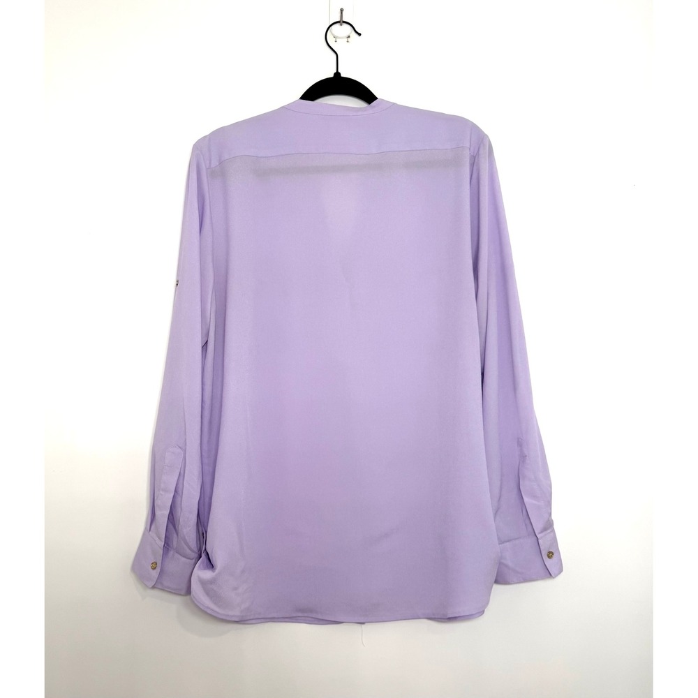 Calvin Klein XL Lavender Utility Blouse Gold Zip Pockets Roll Tab - Picture 2 of 9